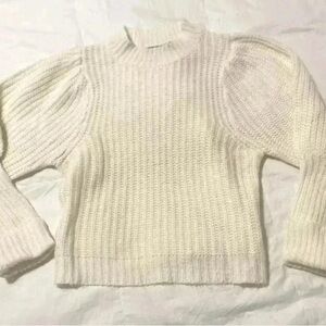 NWOT NASTY GAL cream cropped puff shoulder sweater woman’s size M NEW classic